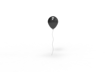 polished black balloon front view with shadow 3d render