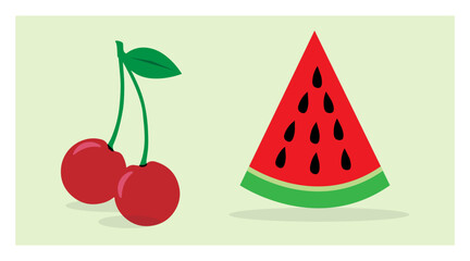 Colorful Summer Fruits Vector Art