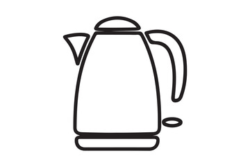 electric kettle icon. one line Icon drawing with white background