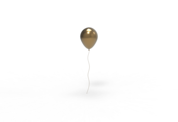 polished golden balloon front view with shadow 3d render