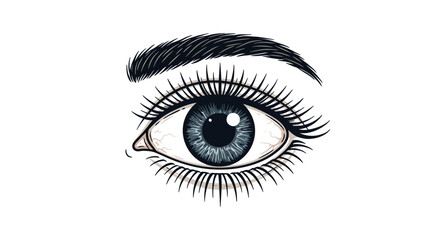 Detailed artistic eye drawing with intricate lashes and eyebrow in modern style