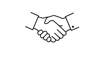 Fototapeta premium Minimalist black and white handshake illustration symbolizing agreement and p…