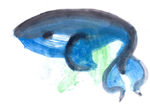 Baleine bleue faite &agrave; la gouache avec un style enfantin