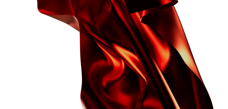 Elegant red silk fabric flowing, perfect for luxury, fashion, and beauty designs. High-resolution image.