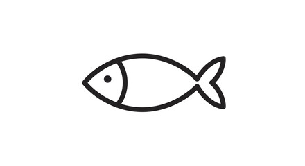 Obraz premium Minimalist fish icon in bold black outline on white background