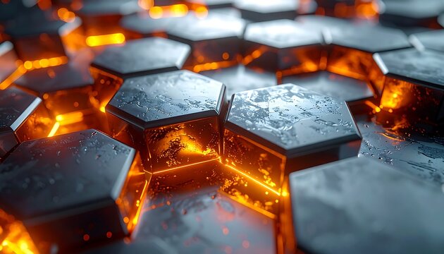 Abstract Hexagonal Structure with Glowing Light.