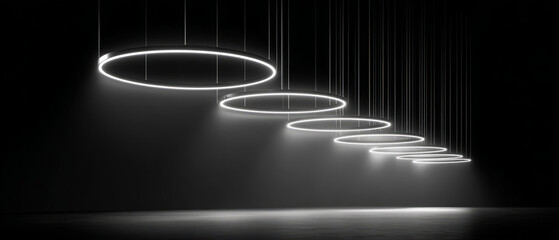 Futuristic LED light tubes art installation stage
