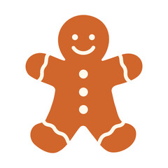 Gingerbread man isolated on white. Christmas icon on white background. Vector illustration. Perfect for holiday designs, Christmas cards, festive decorations.