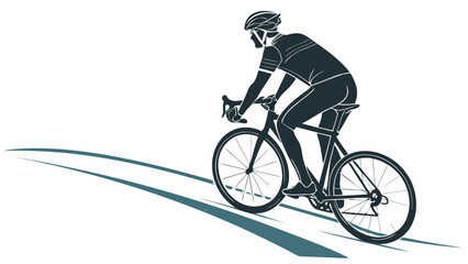 Silhouette of cyclist wearing helmet and riding a bicycle on a road with a shadow cast beneath it created with generated ai