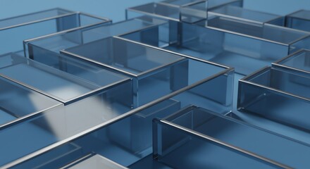 Obraz premium Blue geometric blocks with transparent background