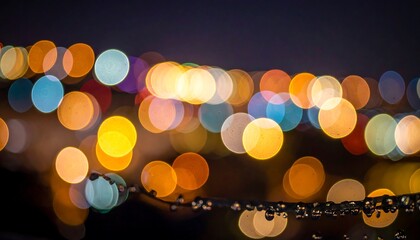 Colorful Abstract Bokeh Lights on a Dark Night Background.