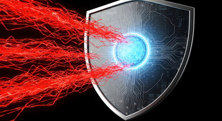 Technological Shield Defending Against Cyber Attack, Digital Protection with Modern Interface