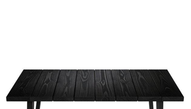 Black Wooden Table on White Background