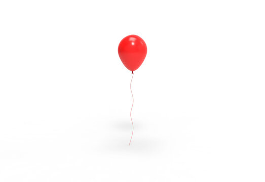 red balloon front view with shadow 3d render