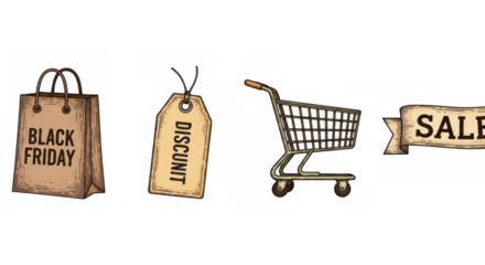 Black Friday Shopping Bag Discount Tag Shopping Cart Sale Banner.