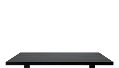 Black Wooden Table on White Background