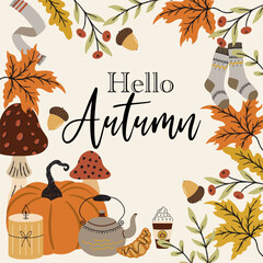Autumn Seasonal Greetings Vector Frame Background