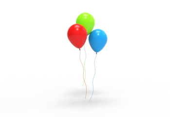 red blue neon balloon angle view with shadow 3d render