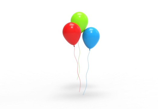 red blue neon balloon angle view with shadow 3d render