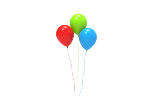 red blue neon balloon front view without shadow 3d render