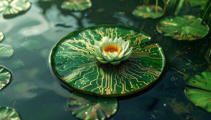Digital Water Lily A Fusion of Nature and Technology.