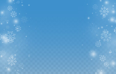 Snowfall PNG. Heavy snowfall or snowstorm with snowflakes of various shapes. Winter snowy background.