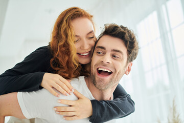 Fototapeta premium Couple enjoying quality time at home on a relaxing weekend together