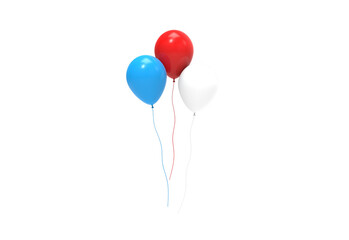 white red blue balloon front view without shadow 3d render