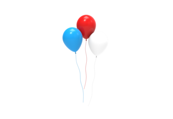 white red blue balloon front view without shadow 3d render