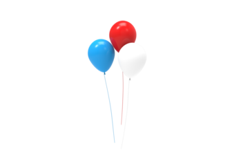white red blue balloon angle view without shadow 3d render