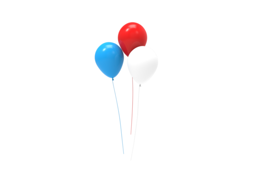 white red blue balloon angle view without shadow 3d render - Powered by Adobe