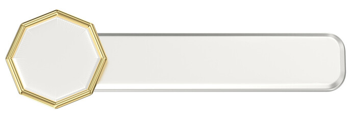 Elegant 3D golden octagonal badge and sleek white rectangular banner for prestige and display.