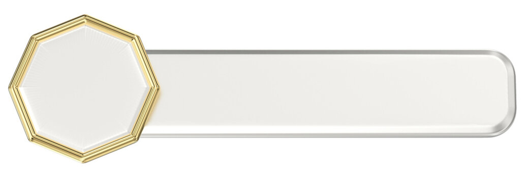 Elegant 3D golden octagonal badge and sleek white rectangular banner for prestige and display.