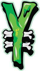 Spooky Brain Eater Alphabet Font – A hand-drawn dripping zombie lettering set perfect for your Halloween projects!
This unique zombie-style font features gooey green letters, melting brains, and spook