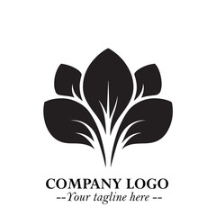 Spinach Logo Symbol in Black on the White Background Minimalist Leaf Vegetable Illustration