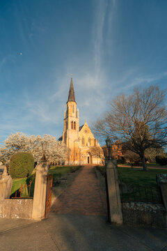 Front entrance of St Mary of the Presentation Catholic Church in Mudgee. Sandstone church
