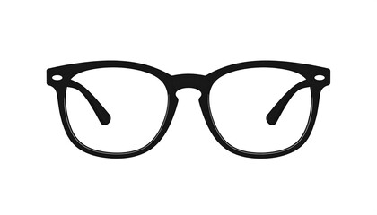 Fototapeta premium A simple vector illustration of a pair of thick-framed, black-rimmed eyeglasses, isolated against a clean white background