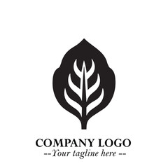 Spinach Logo Symbol in Black on the White Background Minimalist Leaf Vegetable Illustration