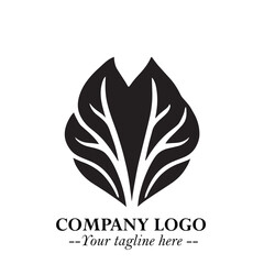 Spinach Logo Symbol in Black on the White Background Minimalist Leaf Vegetable Illustration