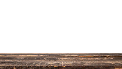 Dark Rustic Wooden Table on White Background