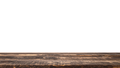 Dark Rustic Wooden Table on White Background