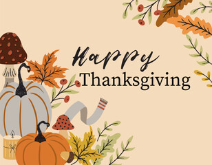 Thanksgiving Fall Greetings Vector Card Background