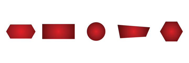 Obraz premium Minimal shape, polygon icon, geometric border, red button, modern template vector illustration.