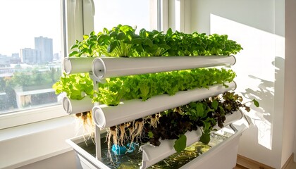 Hydroponic Garden Growing Fresh Produce Indoors