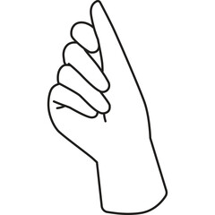 Line Art Illustration of a Hand Forming the Letter A in American Sign Language Against a Transparent Background