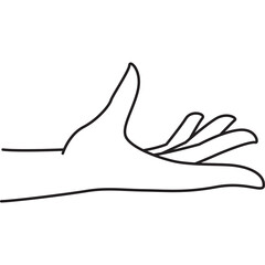 Fototapeta premium Line art of a Caucasian hand with fingers extended showing a receiving gesture on a white background