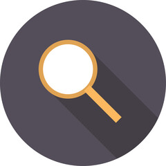 Magnifying Glass Icon Vector Illustration With Long Shadow In Circular Emblem Dark Gray Background