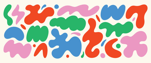 Set of colored amoeba organic irregular shapes. Creative liquid blob elements, various cartoon organic shapes. vector illustration eps file