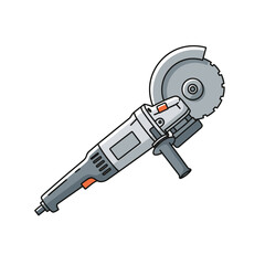 Illustration of a powerful electric angle grinder tool for construction and DIY projects