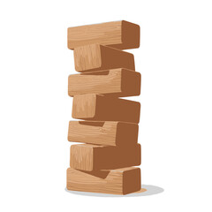 Tower of Wooden Blocks Game of Skill and Precision Illustration